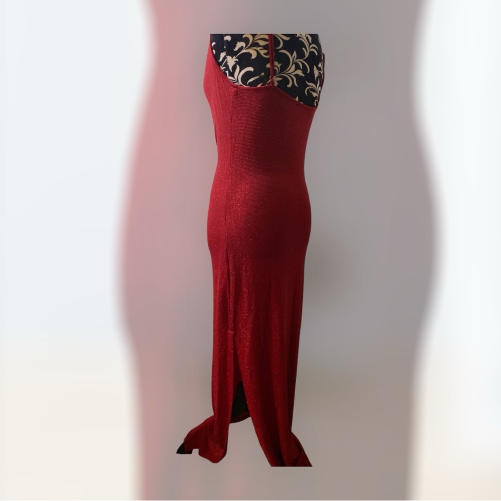 Fashion Nova “Mila Lurex” Maxi Dress Wine Size M - Picture 6 of 15